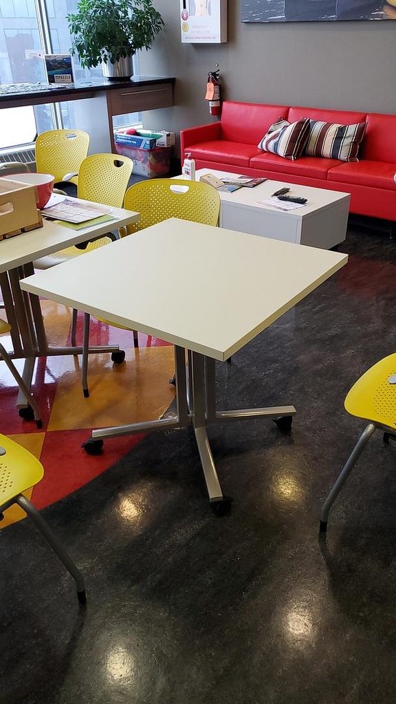 Mobile Square Table, White, 70" x 36"