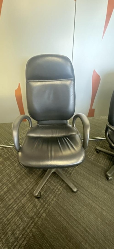 Leather Meeting Chair, Black, 84" x 48