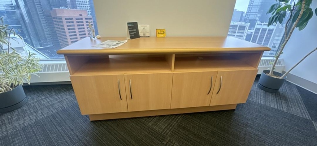 5' Wooden Credenza with 4 Doors and Shelves, Maple, 72" x 48"