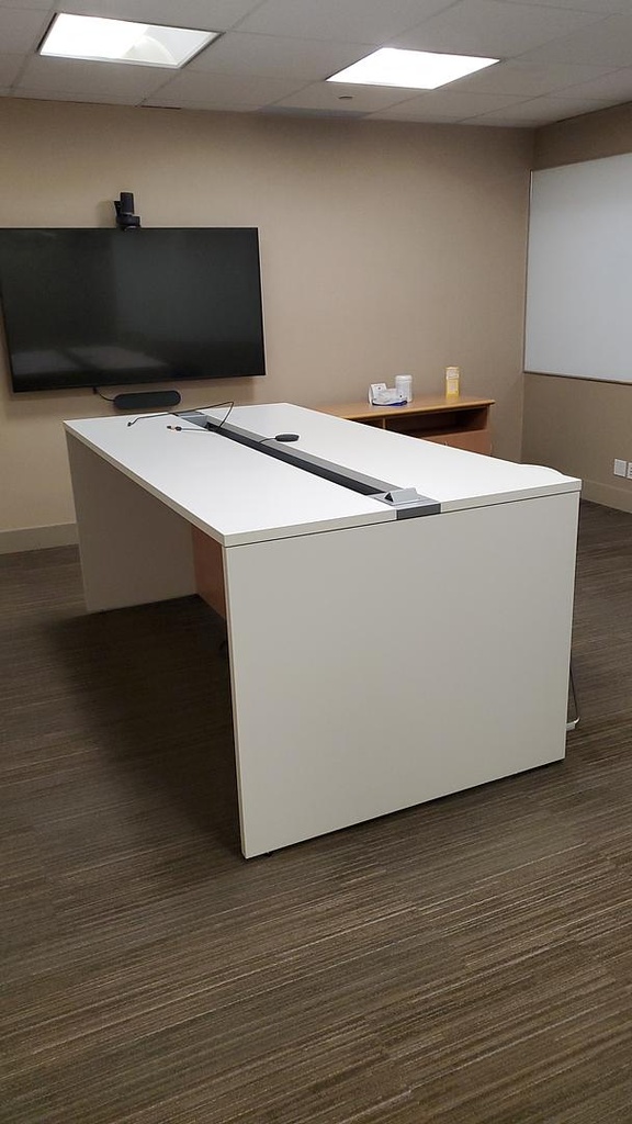 2 Person Double Sided Desk with Electrical, White, 70" x 27" x 18"/32"