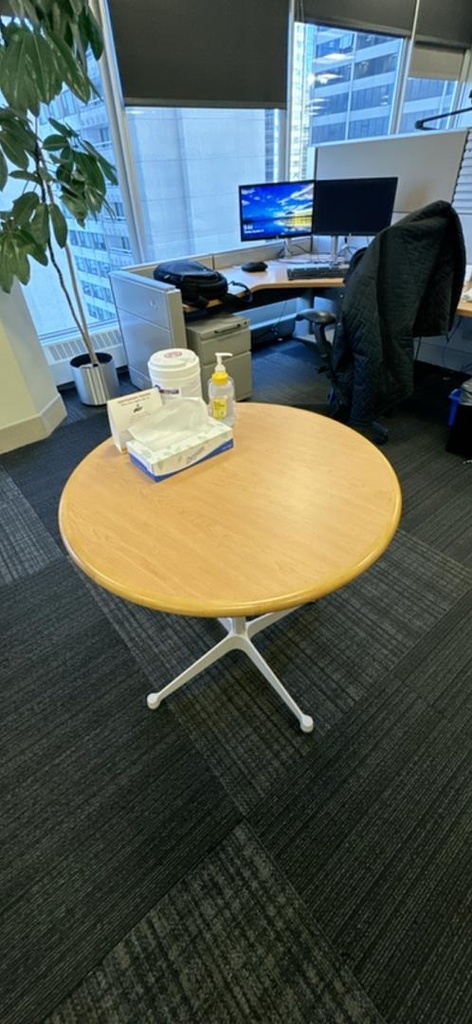 30" Round Table, Maple/Silver, 96" x 36"-44" x 30"