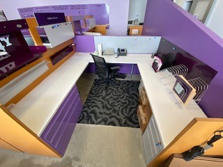 U-Shaped Desk, purple/white