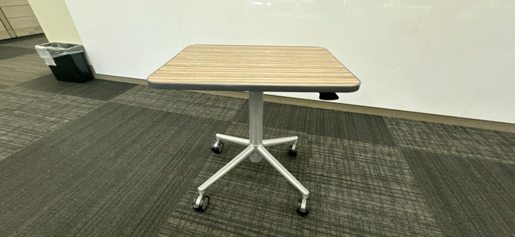 Mobile Height Adjustable Table, Walnut/Silver