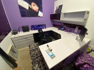 U-Shaped Desk, purple/white