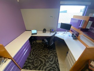 U-Shaped Desk, purple/white