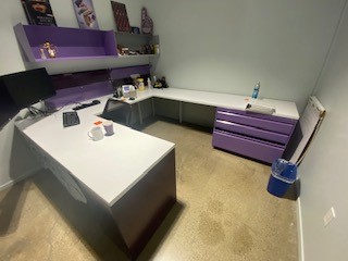 U-Shaped Desk, purple/white