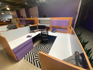 U-Shaped Desk, white/purple