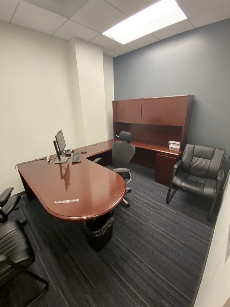 U-Shaped Cherry D-Top Desk with Hutch