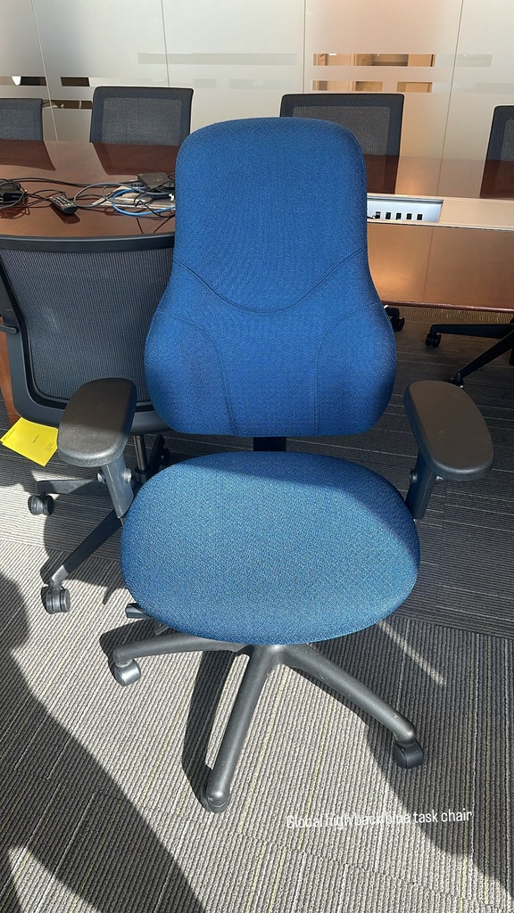 High-back blue task chair