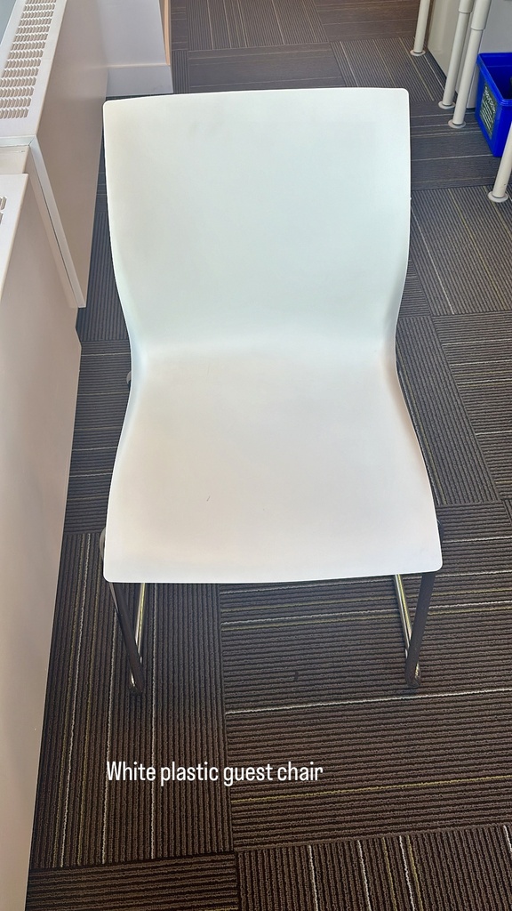 White plastic guest chair