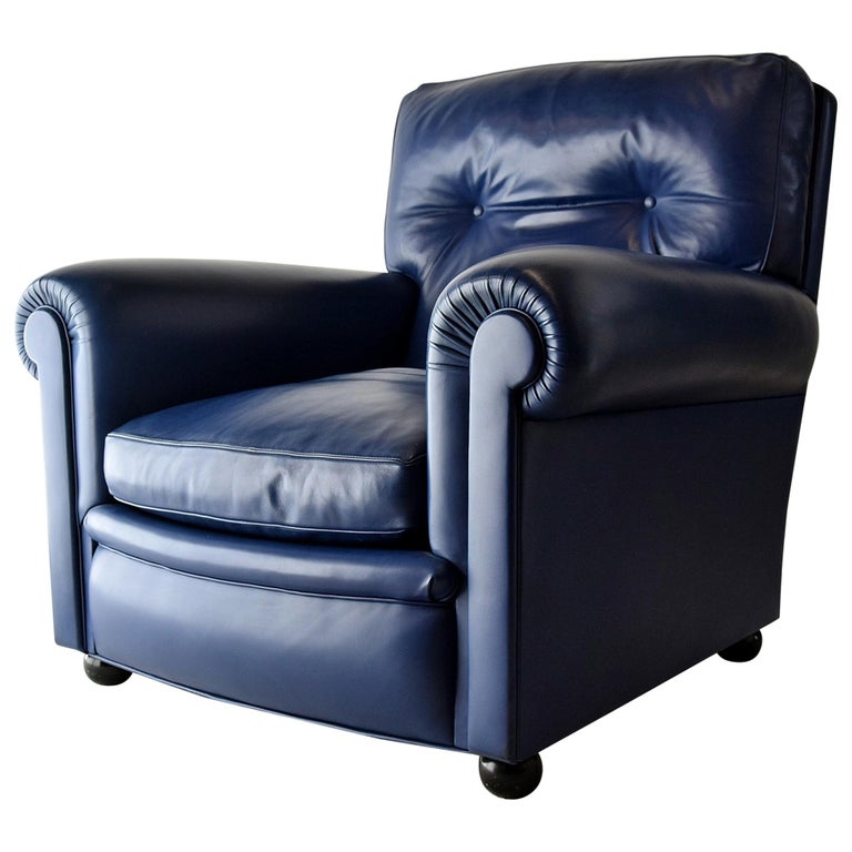 Blue Leather Armchair