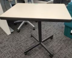 Table, white top, black mobile x-base, 20" x 30"