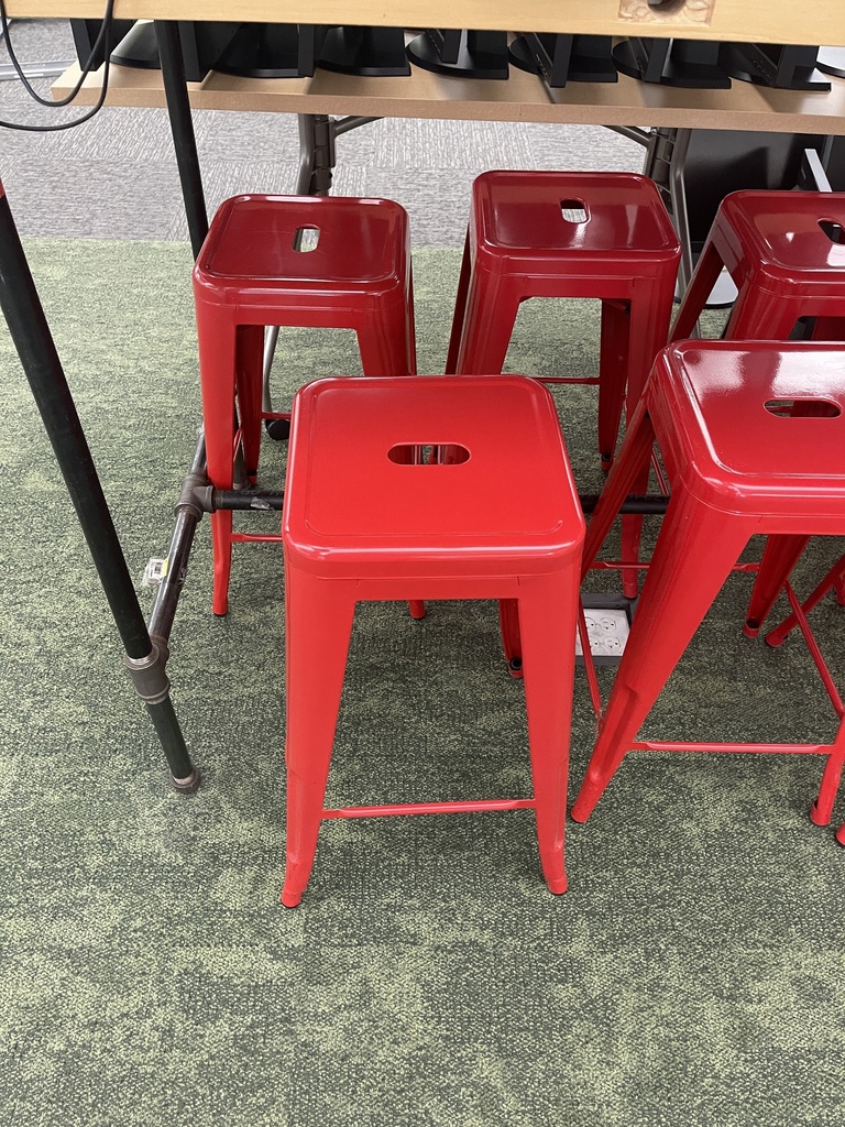 Red Breakroom Bar Stools - Metal