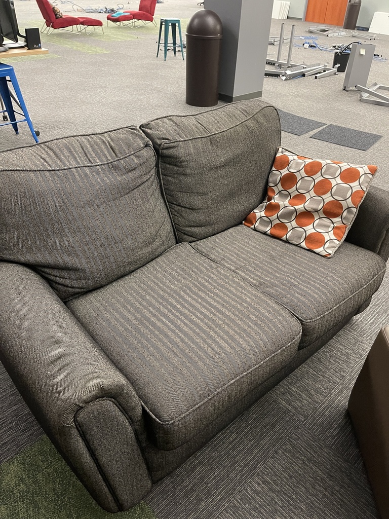 Black Love Seat - Herringbone Fabric