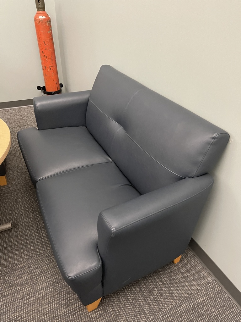 Blue Leather Love Seat