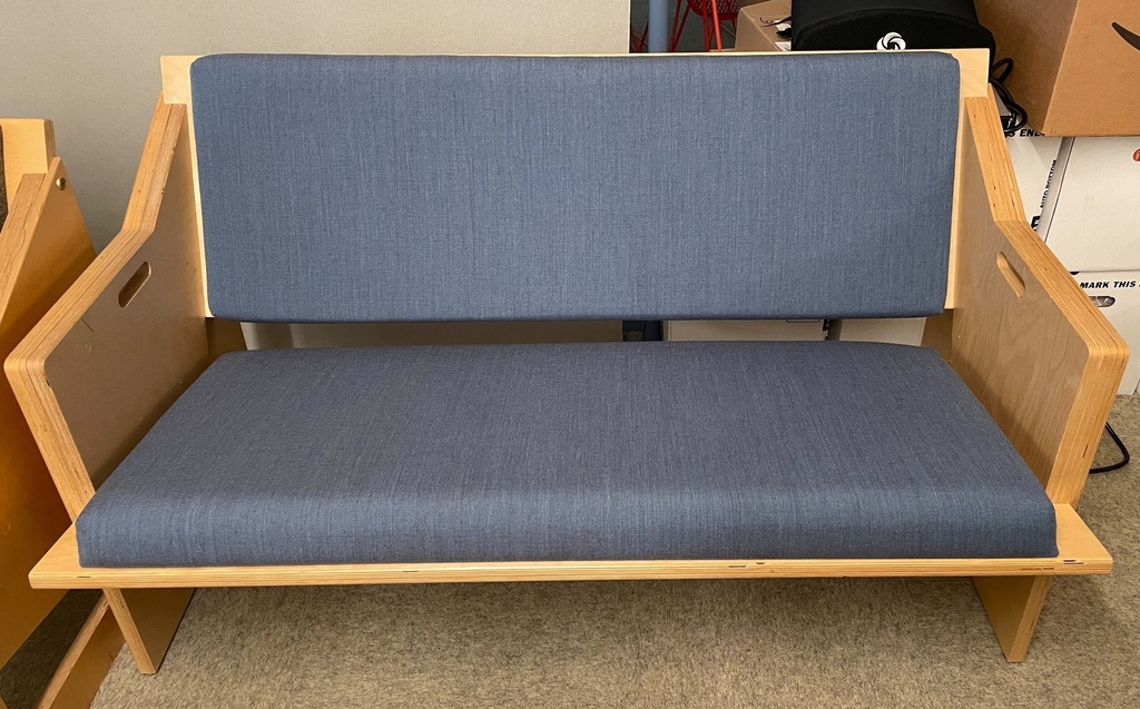Blue Upholstered Wood Bench