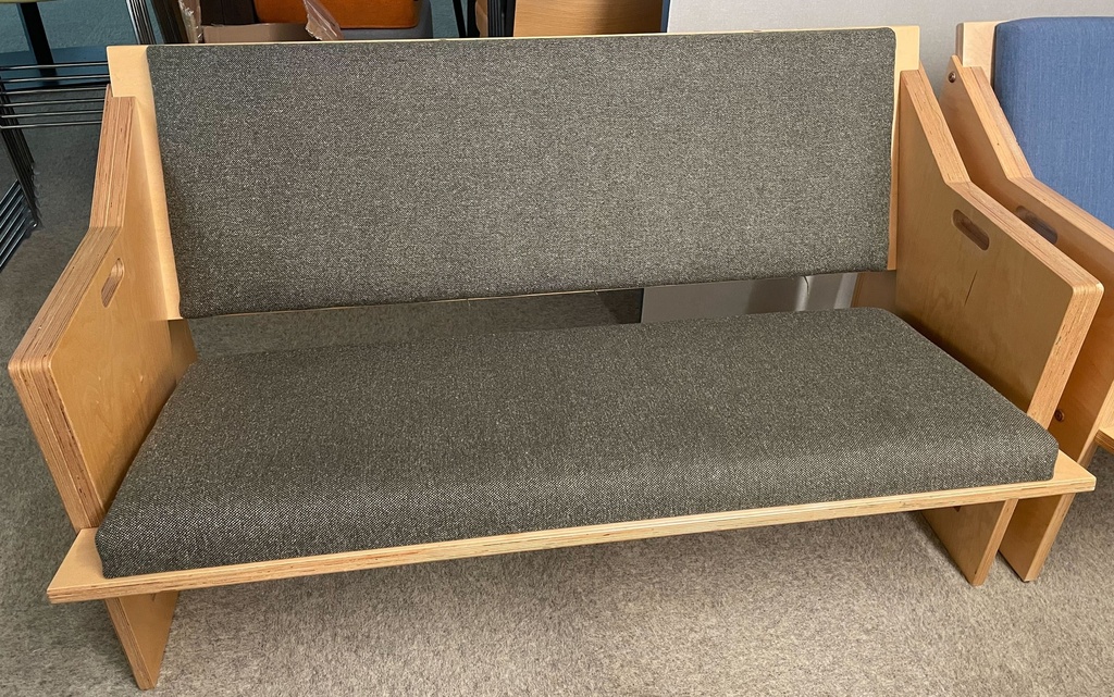 Grey Upholstered Wood Bench