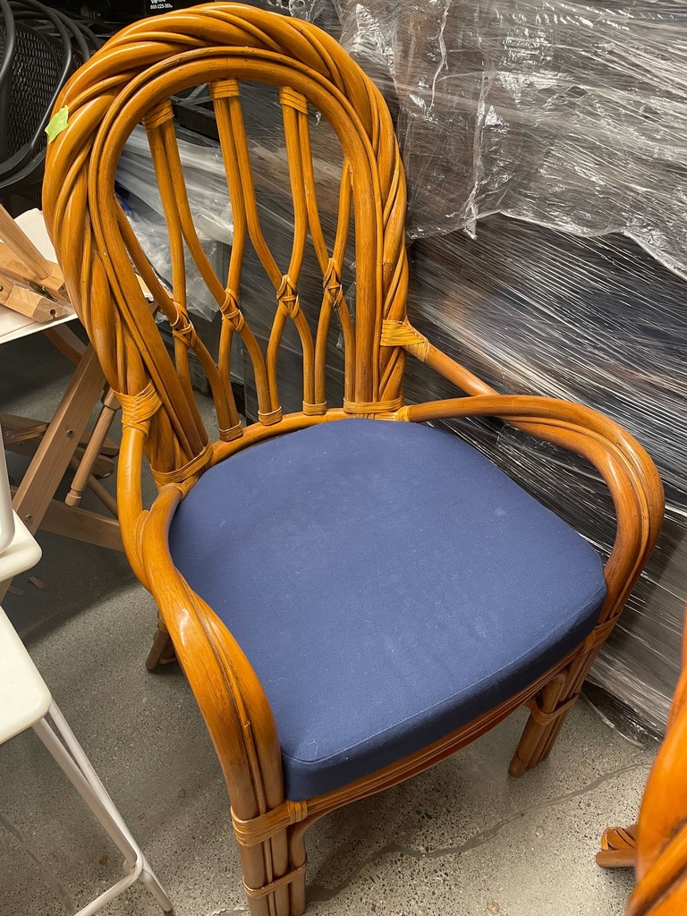 Wood/Blue Arm Chair