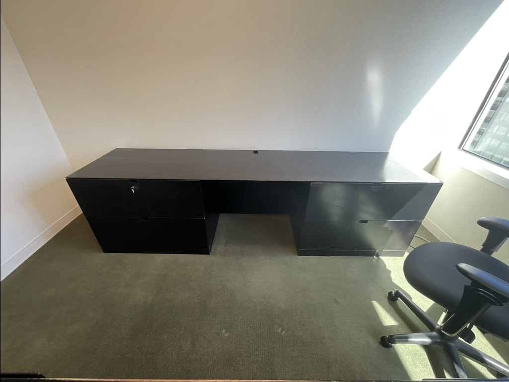 Credenza, Black, Double 2-Drawer Cabinet