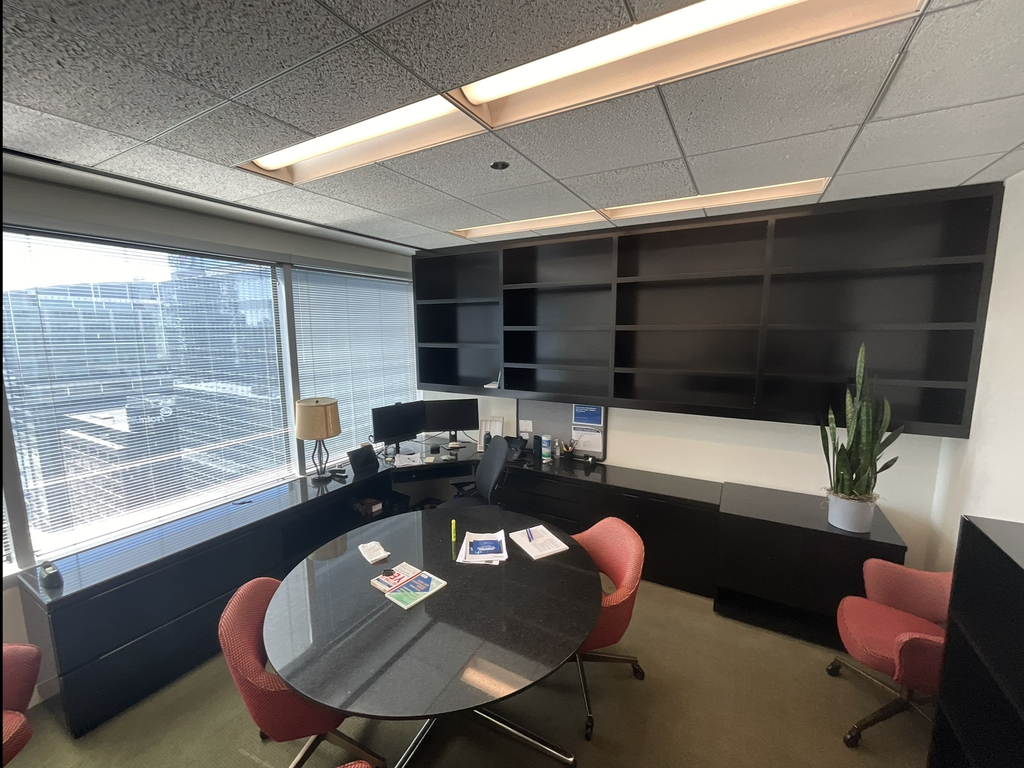Private Office, Black with Wall Hung Cabinetry