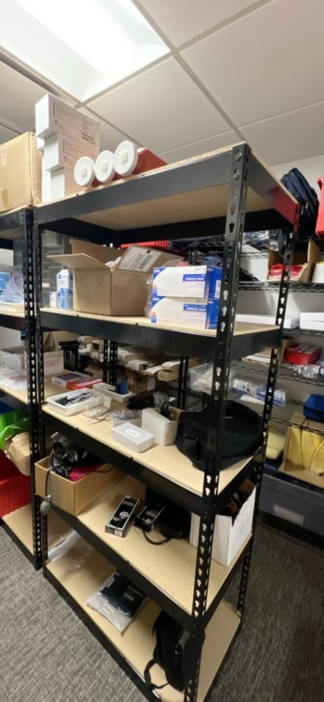 Black and Wood Shelving Unit, 36” x 72” x 18”