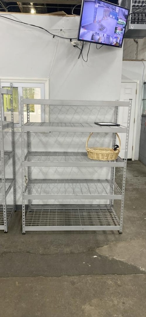 4 shelf metal rack - 48”x24”x63.5”