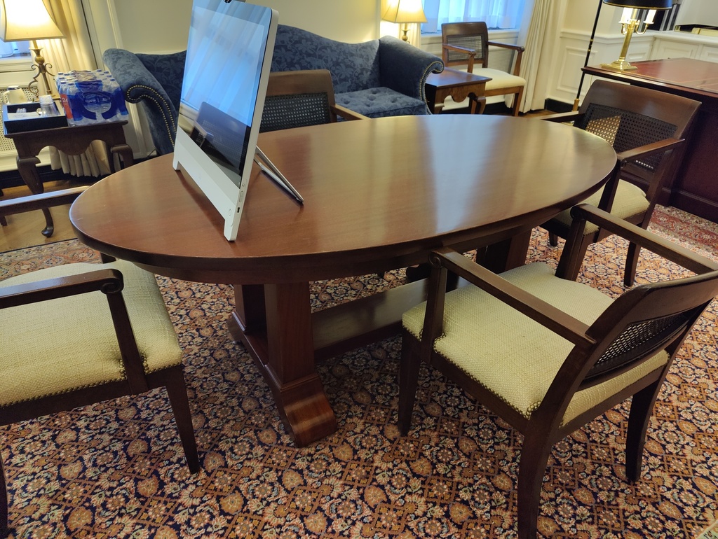 Dark Wood Oval Meeting Table 72x40x30