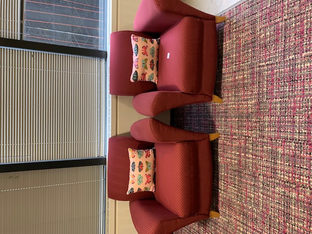 Lounge Chair -  Maroon with Green Pillow