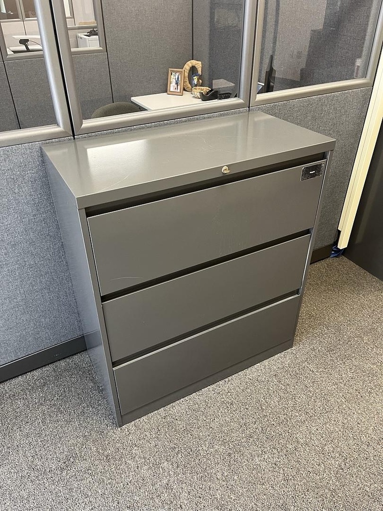 3-Drawer Grey File Cabinet