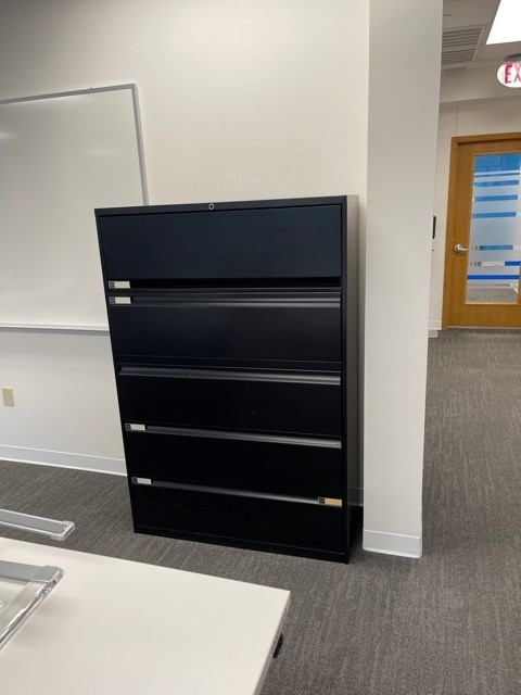 Black 5 Drawer Lateral Filing Cabinet (42')