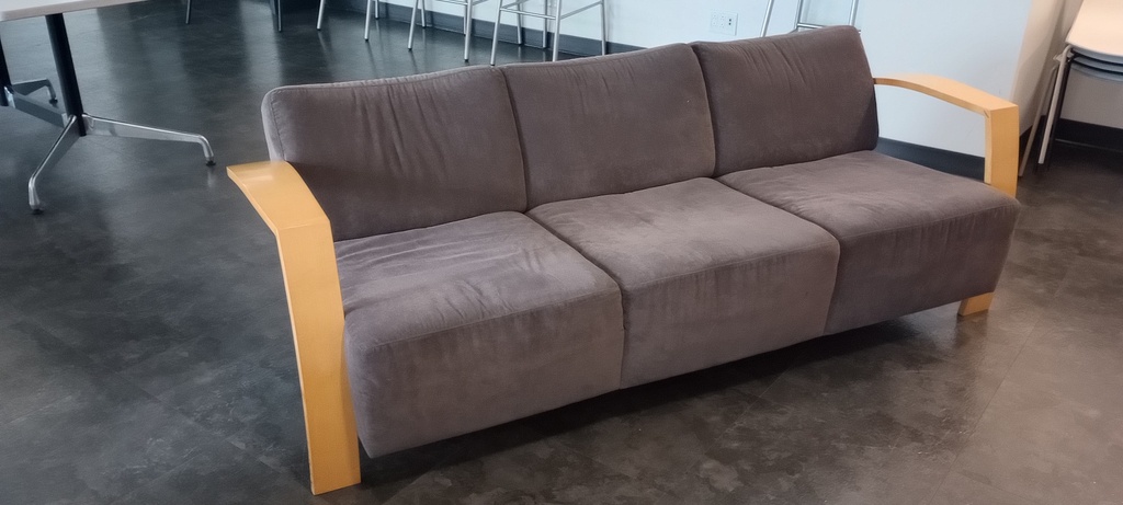 couch with wood arms