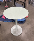 TEKNION WEST ELM TABLE W/ WHITE BASE/GLASS TOP
