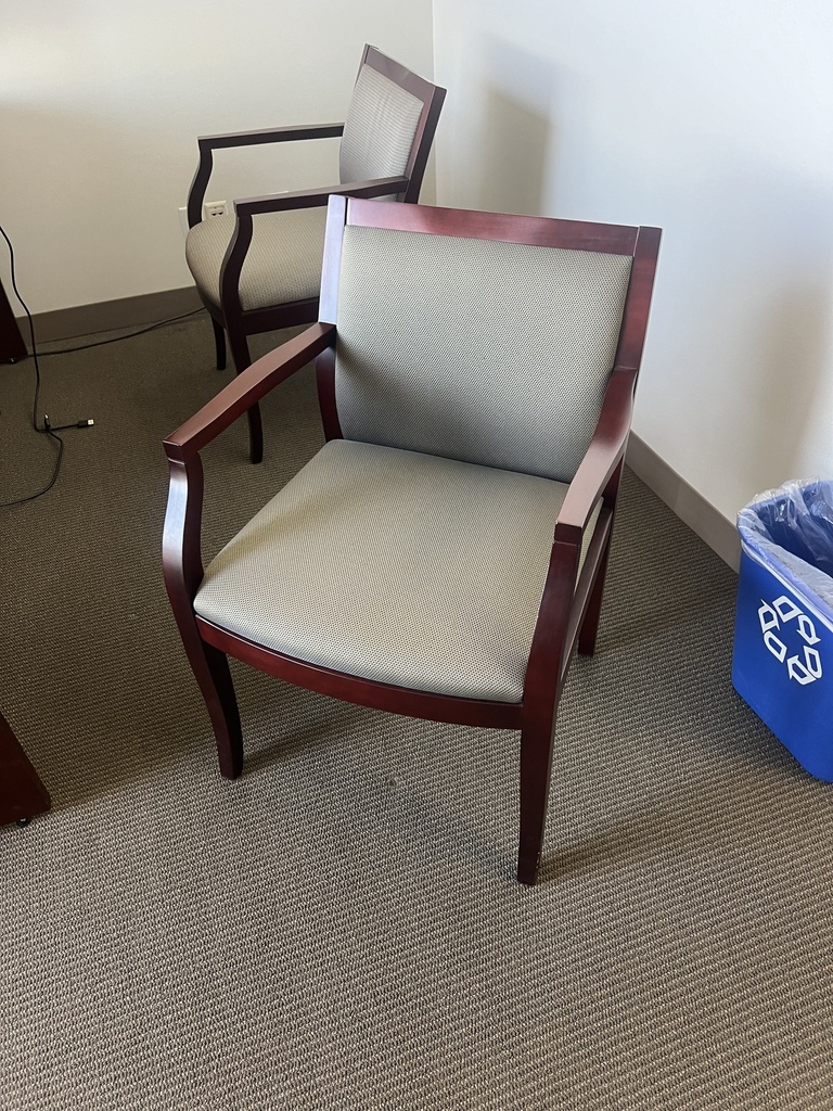 Cherry wood guest chair, biege seat 