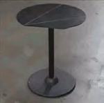 Round Metal Table, 23.5" Dia X 28"H, Black With Silver Lines