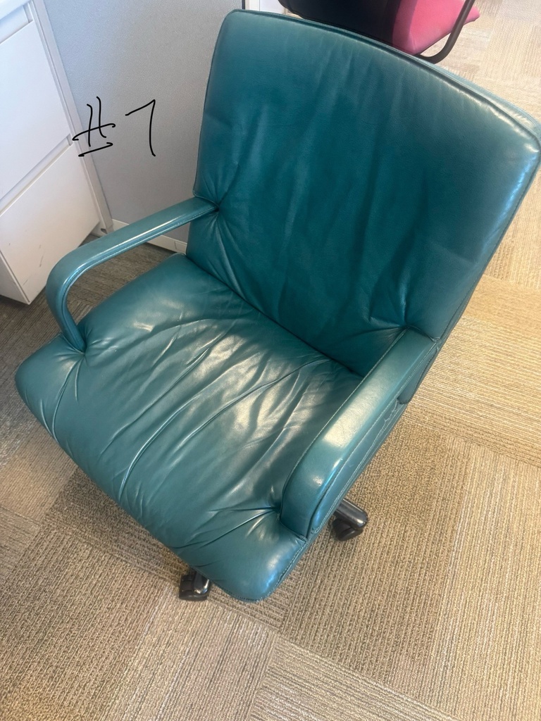 green leather chair
