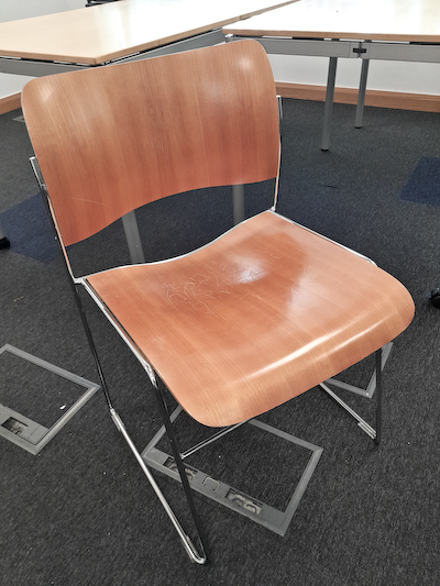 Wood Chrome Stackable Chair