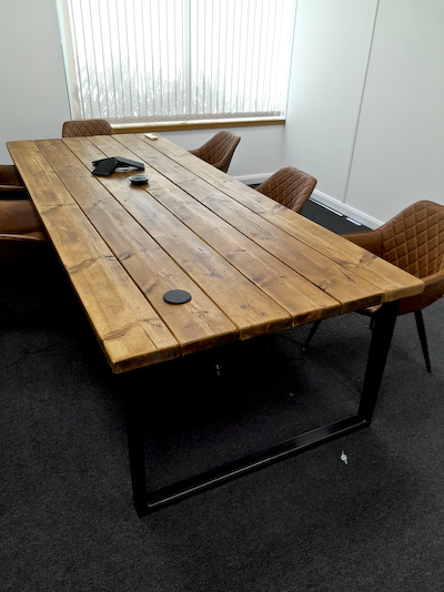 Large Oak Planked Meeting Table 