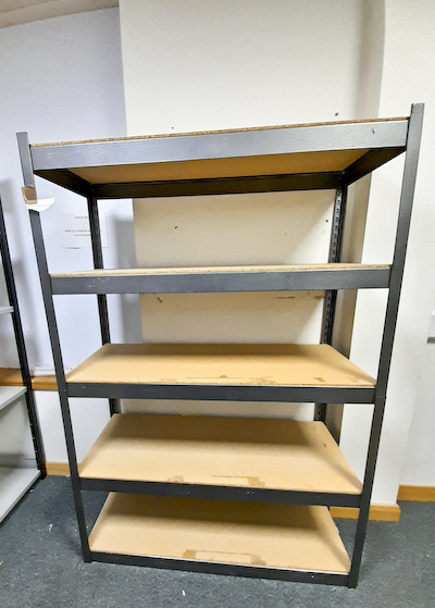 Black metal wooden shelves