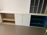 STORAGE UNIT W 1 CENTER CABINET AND 2 BOOKCASES
