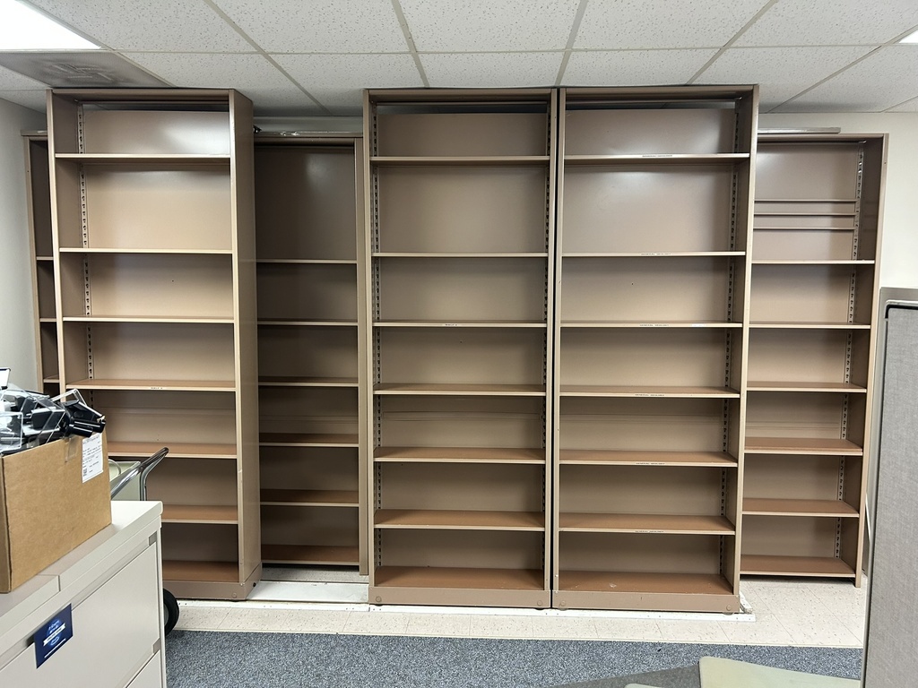 7 Piece Mobile File Unit 9' x 3' Brown w 2 Floor Track Pieces