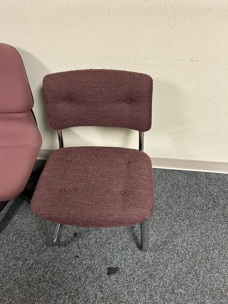 Dark Red Side Chair w Metal Frame