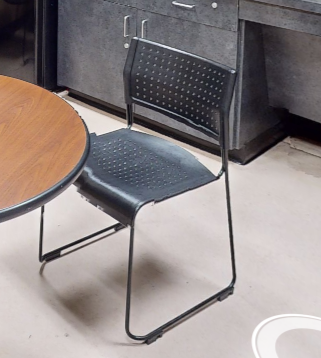 Black metal no arms side chair