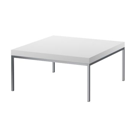 KLUBBO SQUARE COFFEE TABLE, 31X31X15H, WHITE TOP/CHROME BASE
