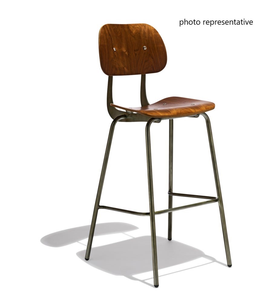 ARMLESS STOOL CHAIR, MAPLE BACK/SEAT, GOLD FRAME