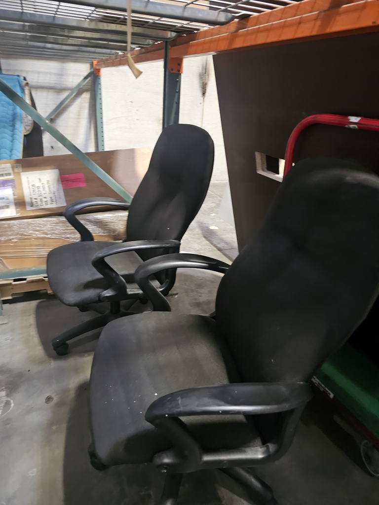 Black cloth task chairs- need a wipe-down due to dust