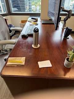 Dark wood desk – 30" d x 72" w