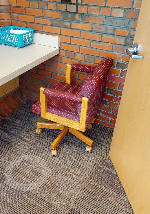 Dotted Red Wood Task Chairs