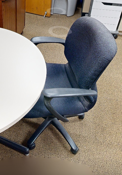 Blue task chair with arms