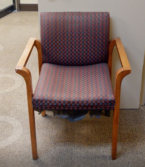Red &amp; blue checkered guest chair with arms