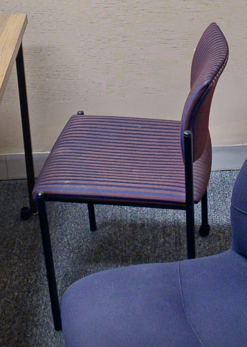 Red striped side chair no arms